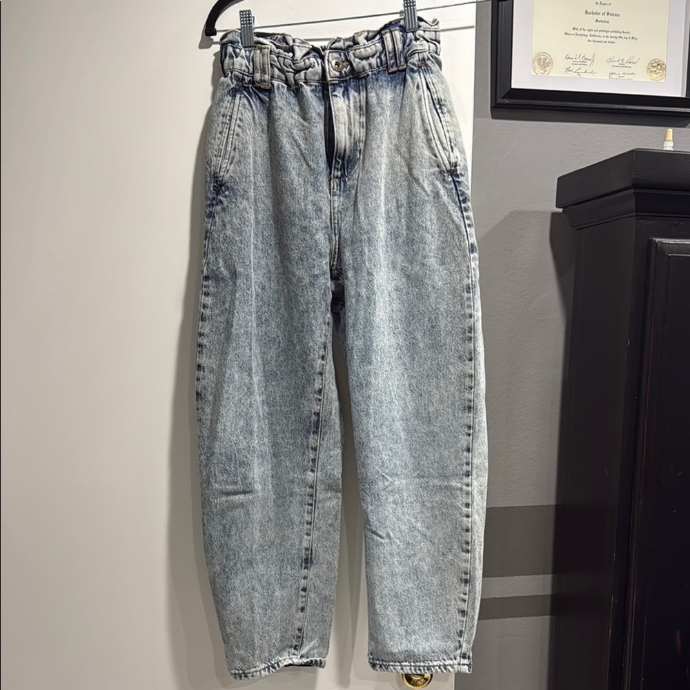 Zara Acid Wash Paper Bag Jeans